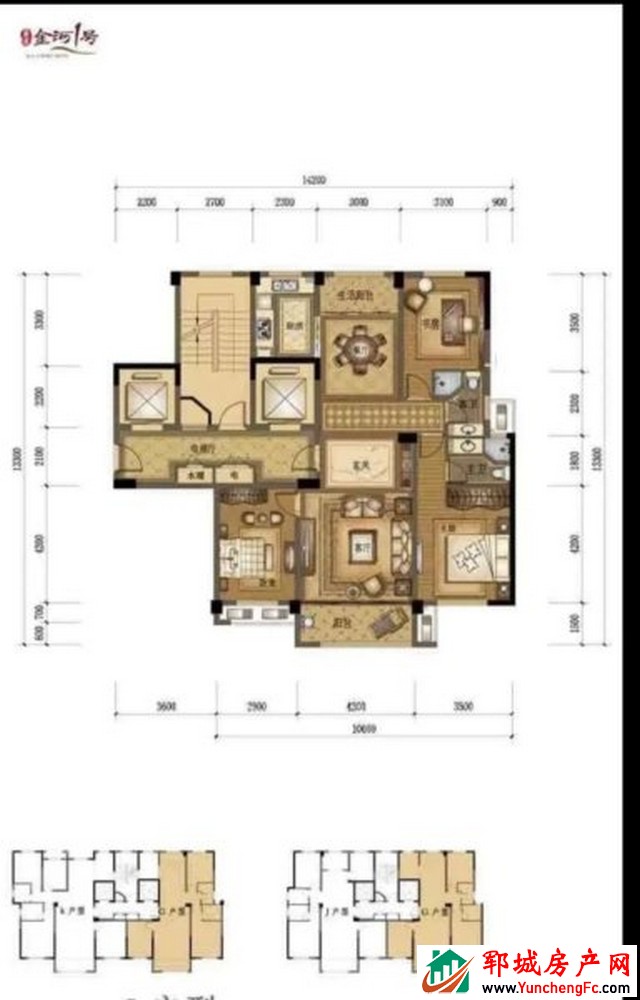 金河1号 3室2厅 1342平米 精装修 56万元
